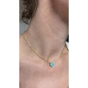 Cloverleaf turquoise pendant necklace adjustable gold plated sterling Silver